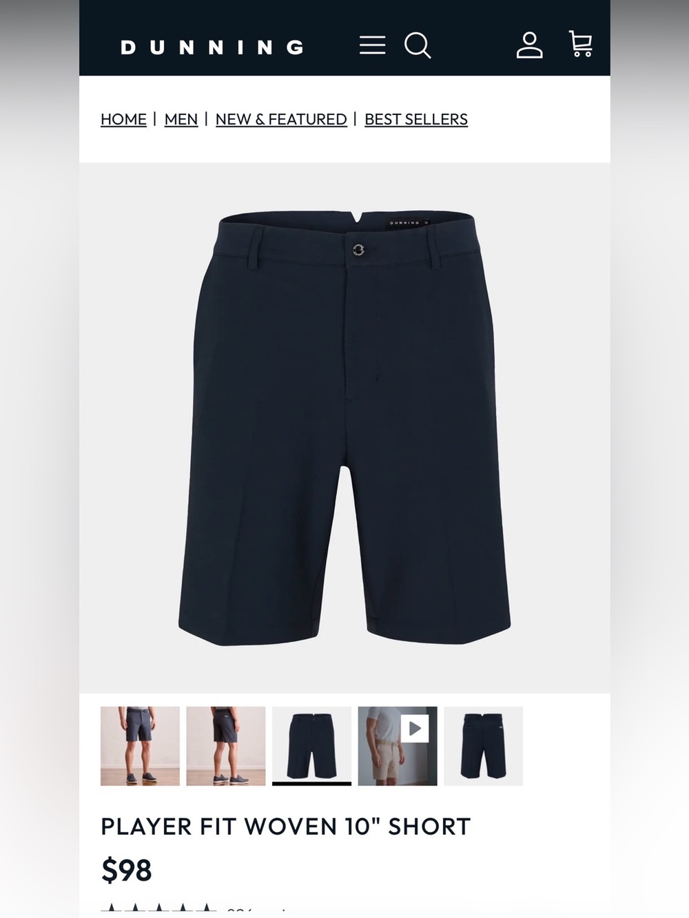 Dunning Player Fit Woven 10" Golf Short
